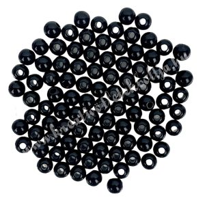 Műanyag gyöngy, fekete, 6 mm, 50 gr/csomag