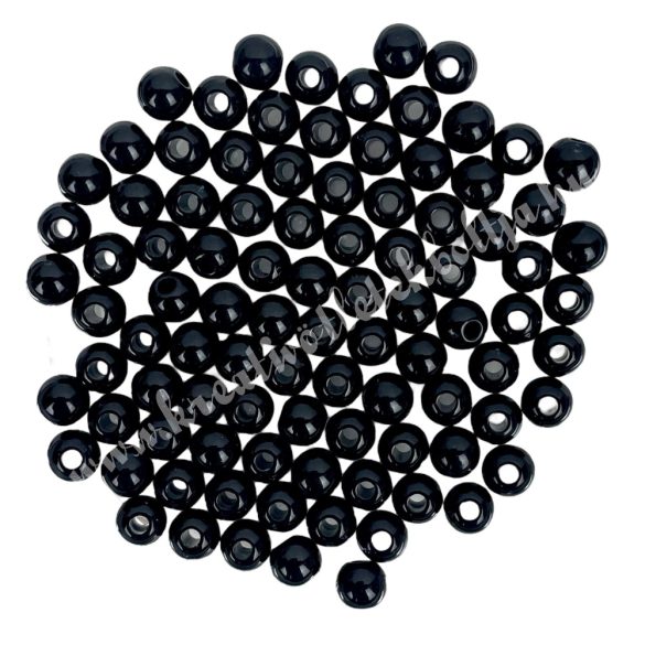 Műanyag gyöngy, fekete, 6 mm, 50 gr/csomag