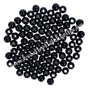 Műanyag gyöngy, fekete, 8 mm, 50 gr/csomag