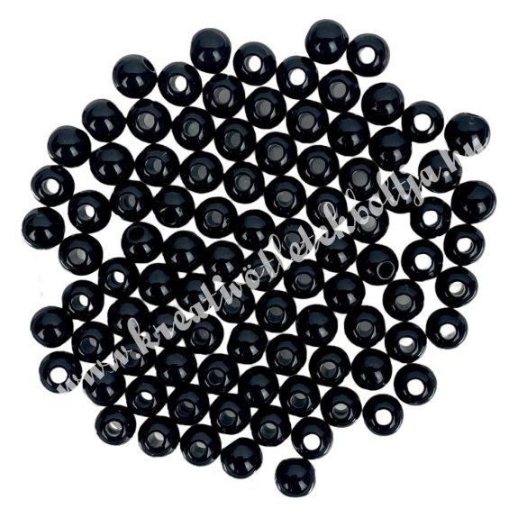 Műanyag gyöngy, fekete, 8 mm, 50 gr/csomag