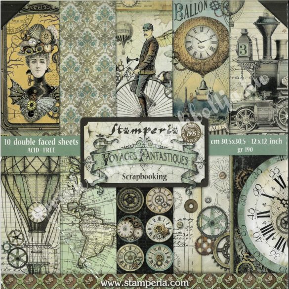 Scrapbook tömb, Fantasztikus utazás, 30,5x30,5 cm, 10 db/csomag