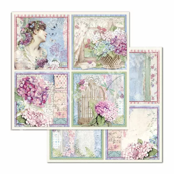 Scrapbook tömb, Hortenzia, 30,5x30,5 cm, 10 db/csomag