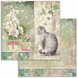 Scrapbook tömb, Orchideák és macskák, 30,5x30,5 cm, 10 db/csomag