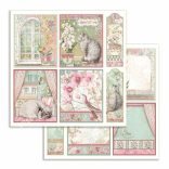 Scrapbook tömb, Orchideák és macskák, 30,5x30,5 cm, 10 db/csomag