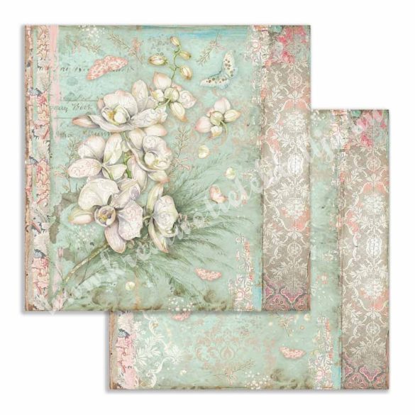 Scrapbook tömb, Orchideák és macskák, 30,5x30,5 cm, 10 db/csomag