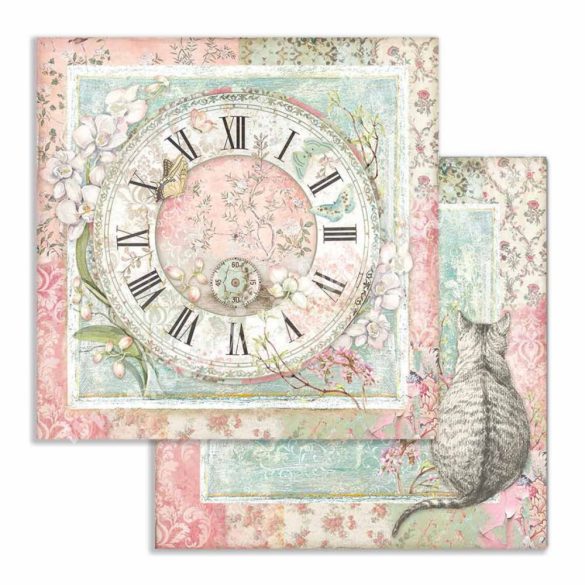 Scrapbook tömb, Orchideák és macskák, 30,5x30,5 cm, 10 db/csomag