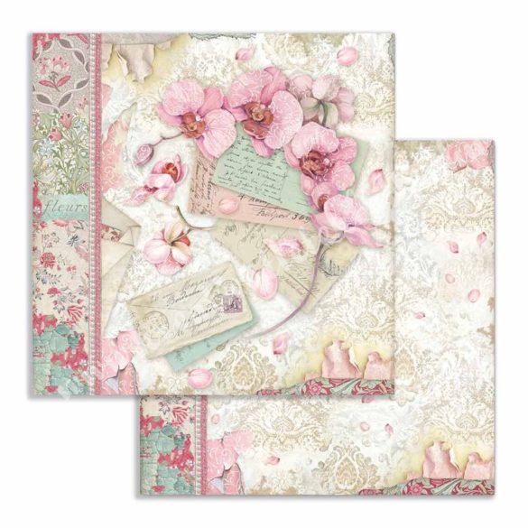 Scrapbook tömb, Orchideák és macskák, 30,5x30,5 cm, 10 db/csomag