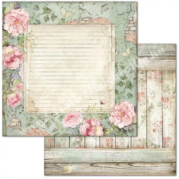 Scrapbook tömb, Rózsák háza, 20,3x20,3 cm, 10 db/csomag