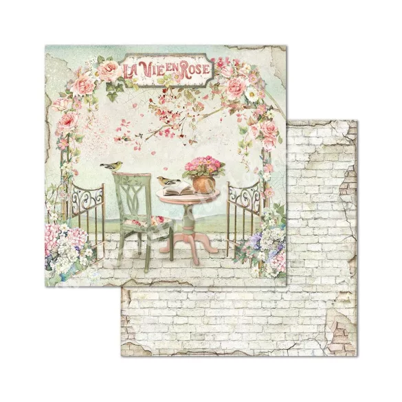 Scrapbook tömb, Rózsák háza, 20,3x20,3 cm, 10 db/csomag