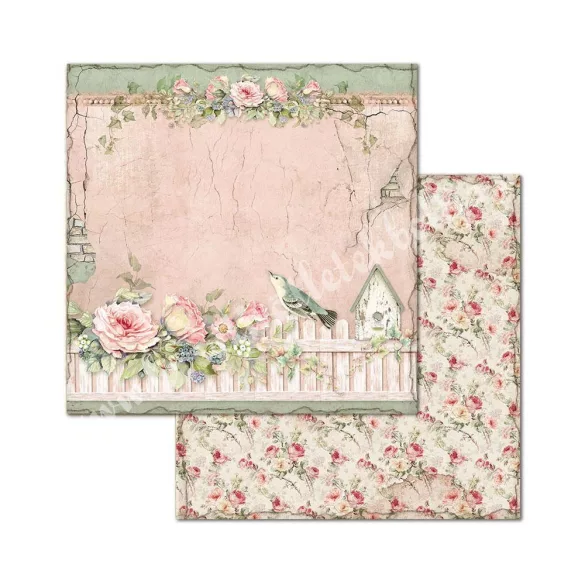 Scrapbook tömb, Rózsák háza, 20,3x20,3 cm, 10 db/csomag
