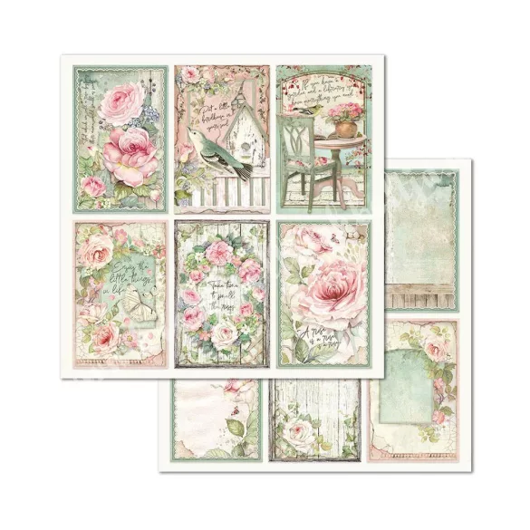 Scrapbook tömb, Rózsák háza, 20,3x20,3 cm, 10 db/csomag