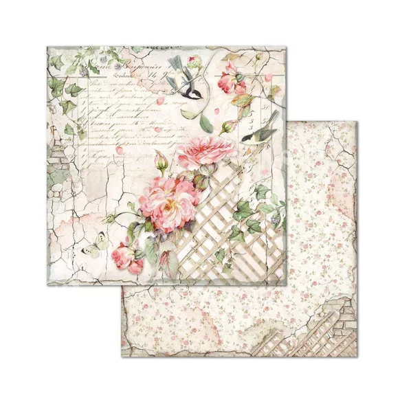 Scrapbook tömb, Rózsák háza, 20,3x20,3 cm, 10 db/csomag