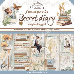 Scrapbook tömb, titkos napló, 20,3x20,3 cm, 10 db/csomag