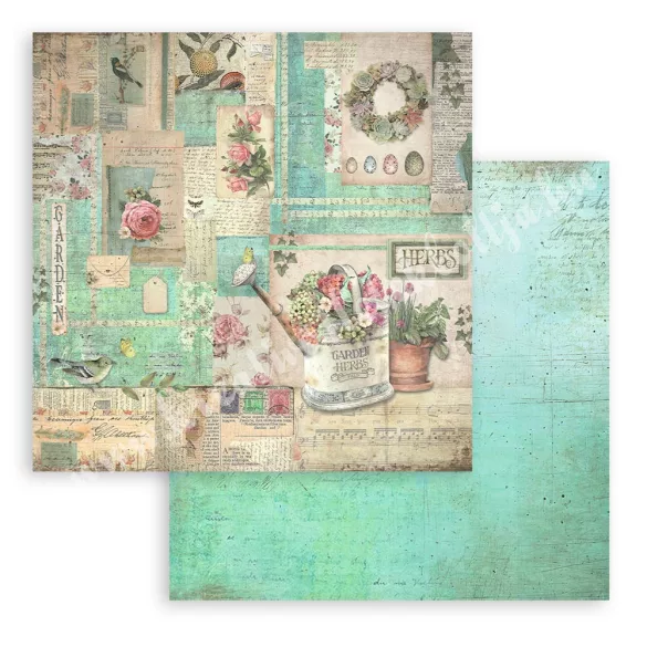 Scrapbook tömb, kert, 20,3x20,3 cm, 10 db/csomag