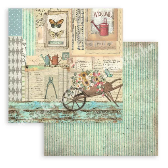 Scrapbook tömb, kert, 20,3x20,3 cm, 10 db/csomag