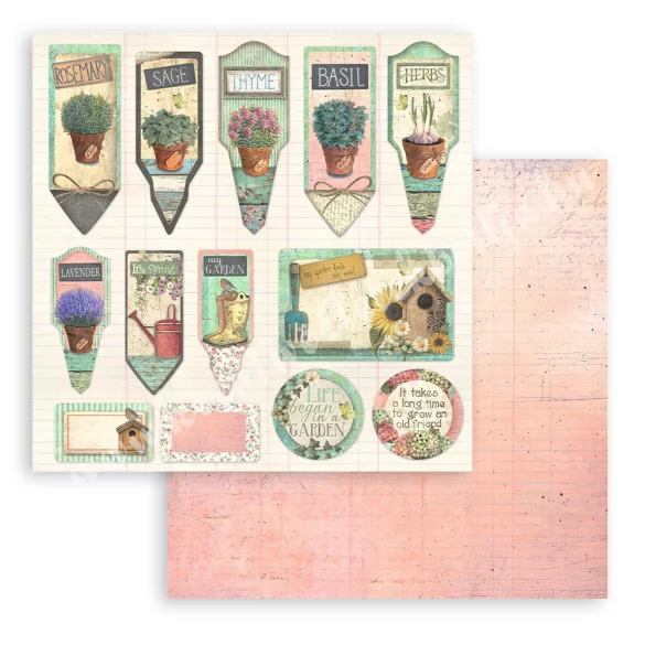 Scrapbook tömb, kert, 20,3x20,3 cm, 10 db/csomag