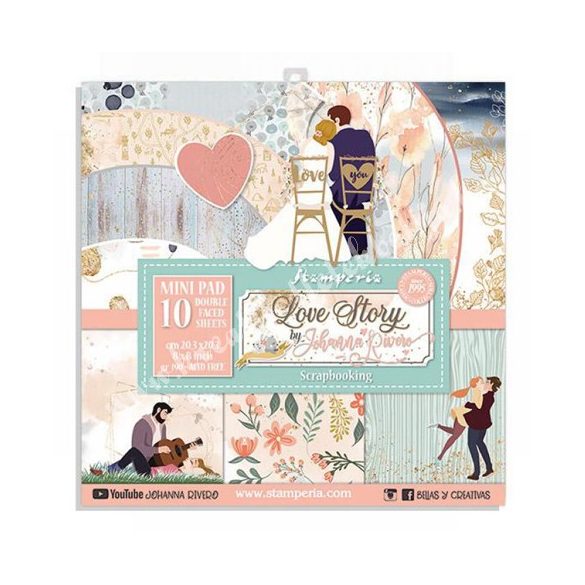 Scrapbook tömb, Love story, 20,3x20,3 cm, 10db/csomag