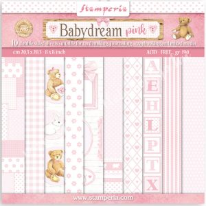 Scrapbook tömb, Babydream pink, 20x20 cm, 10 db/csomag