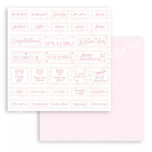 Scrapbook tömb, Babydream pink, 20x20 cm, 10 db/csomag