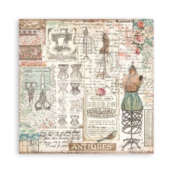 Scrapbook tömb, antikvitás, 20,3x20,3 cm, 22 db/csomag