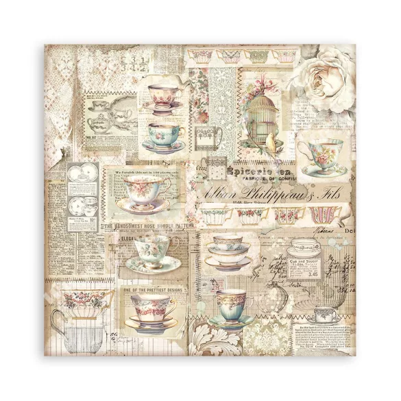 Scrapbook tömb, antikvitás, 20,3x20,3 cm, 22 db/csomag