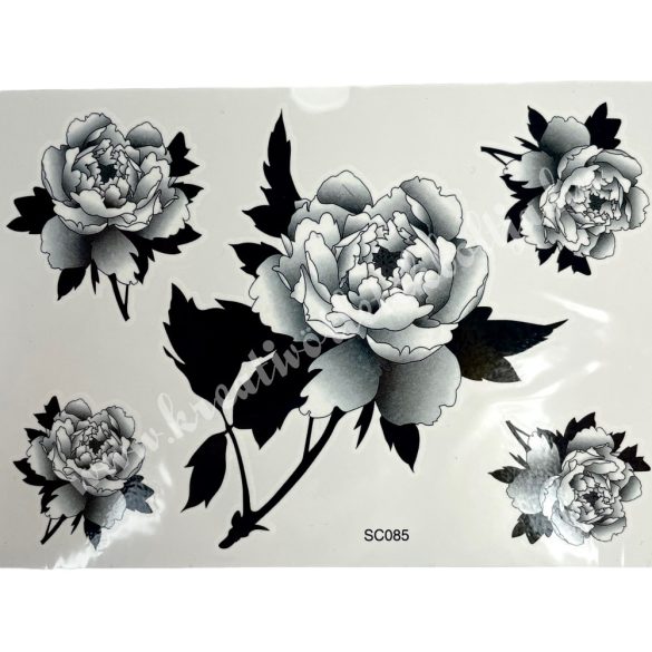 Tetováló matrica, rózsa, 15x10 cm