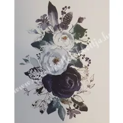 Textiltranszfer, Lila és fehér rózsás, 35x50 cm