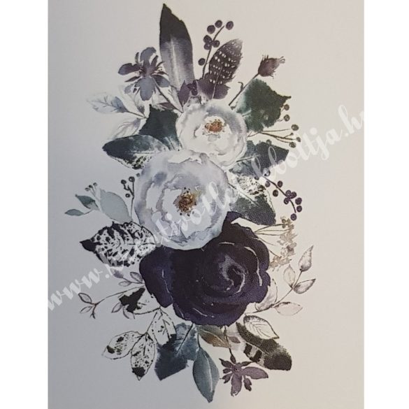 Textiltranszfer, Lila és fehér rózsás, 35x50 cm