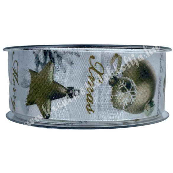 Karácsonyi szalag, zöld, 4 cm (142)