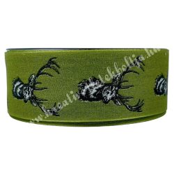 Karácsonyi szalag, szarvas, zöld, 4 cm (79)