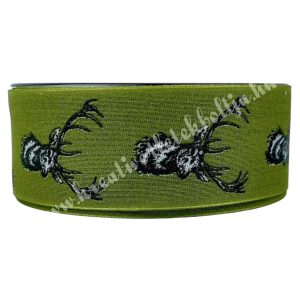 Karácsonyi szalag, szarvas, zöld, 4 cm (79)