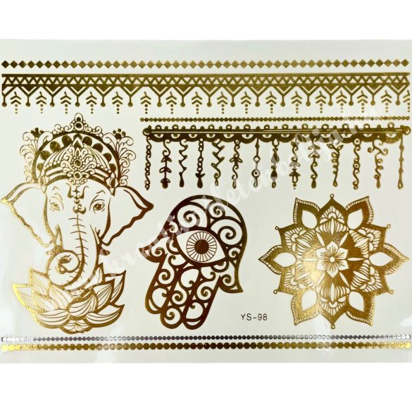 Metál tetováló matrica, elefánt, 14x18 cm
