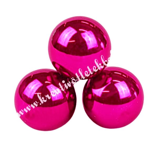 Betűzős üveggömb, pink fényes, 3 db/csokor, 2,5 cm