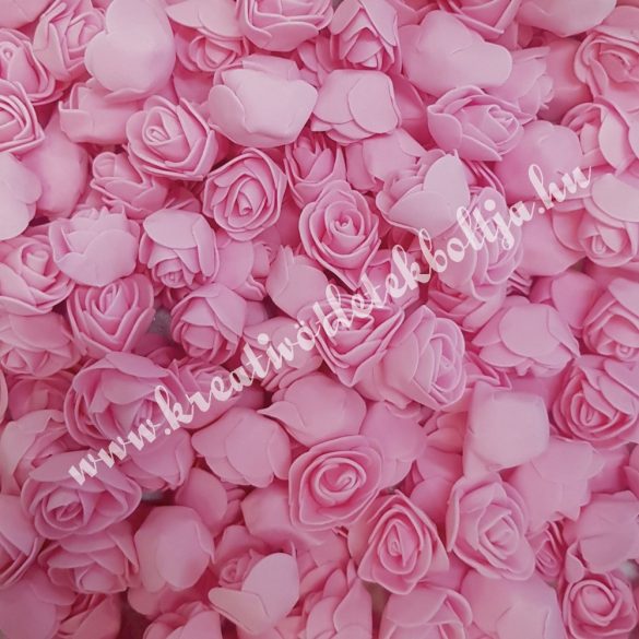 Habrózsa/ polifoam rózsa, rózsaszín, 3 cm, 50 db/csomag