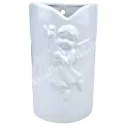 Porcelán párologtató radiátorra, angyal, fehér, 9x16 cm