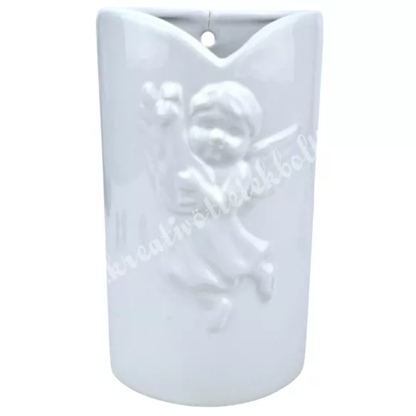 Porcelán párologtató radiátorra, angyal, fehér, 9x16 cm