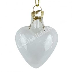Akasztós üveg szív, 4x5 cm
