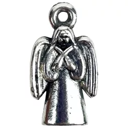 Fémmedál, angyal, platina, 1,1x2 cm