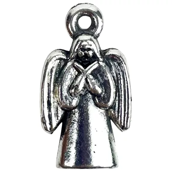 Fémmedál, angyal, platina, 1,1x2 cm