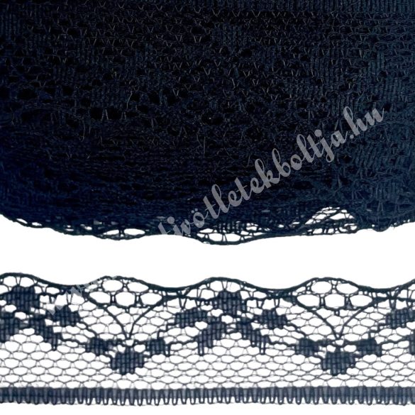 Nylon csipke, fekete, 1,9 cm