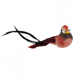 Madárka pinty, mágneses, piros, 15x4 cm