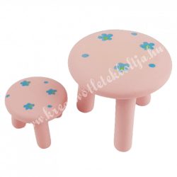 Mini asztal kisszékkel, rózsaszín, virágos, 2db/szett