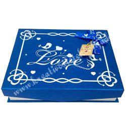 Bonbonos doboz masnival, kék, 23x5 cm