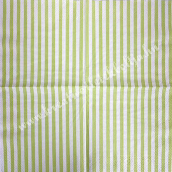 Szalvéta, mintás, zöld-fehér csíkos, 33x33 cm (18) 