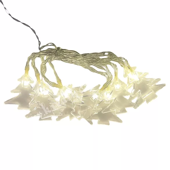 LED-es égősor, fenyőfa, 10 izzós, meleg fehér