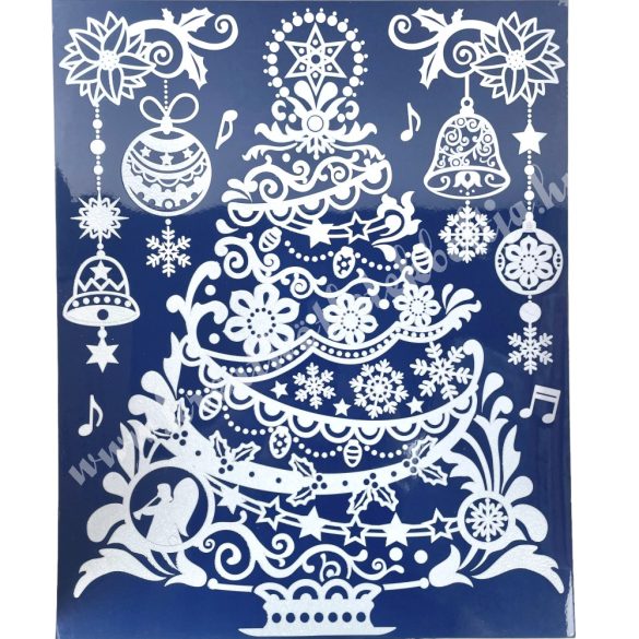 Ablakmatrica, karácsonyfa, fehér, 30x36 cm