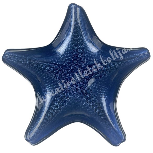 Üvegtál, tengeri csillag, gyöngyház kék, 15,5x15 cm