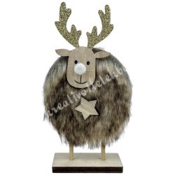 Fa szarvas műszőrrel, barna, 8x15,5 cm