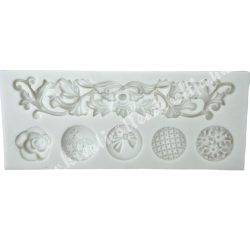   Marcipán és fondant mintázó, szilikon, szegély és kerek minták