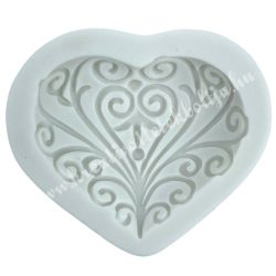 Marcipán és fondant mintázó, szilikon, indás szív